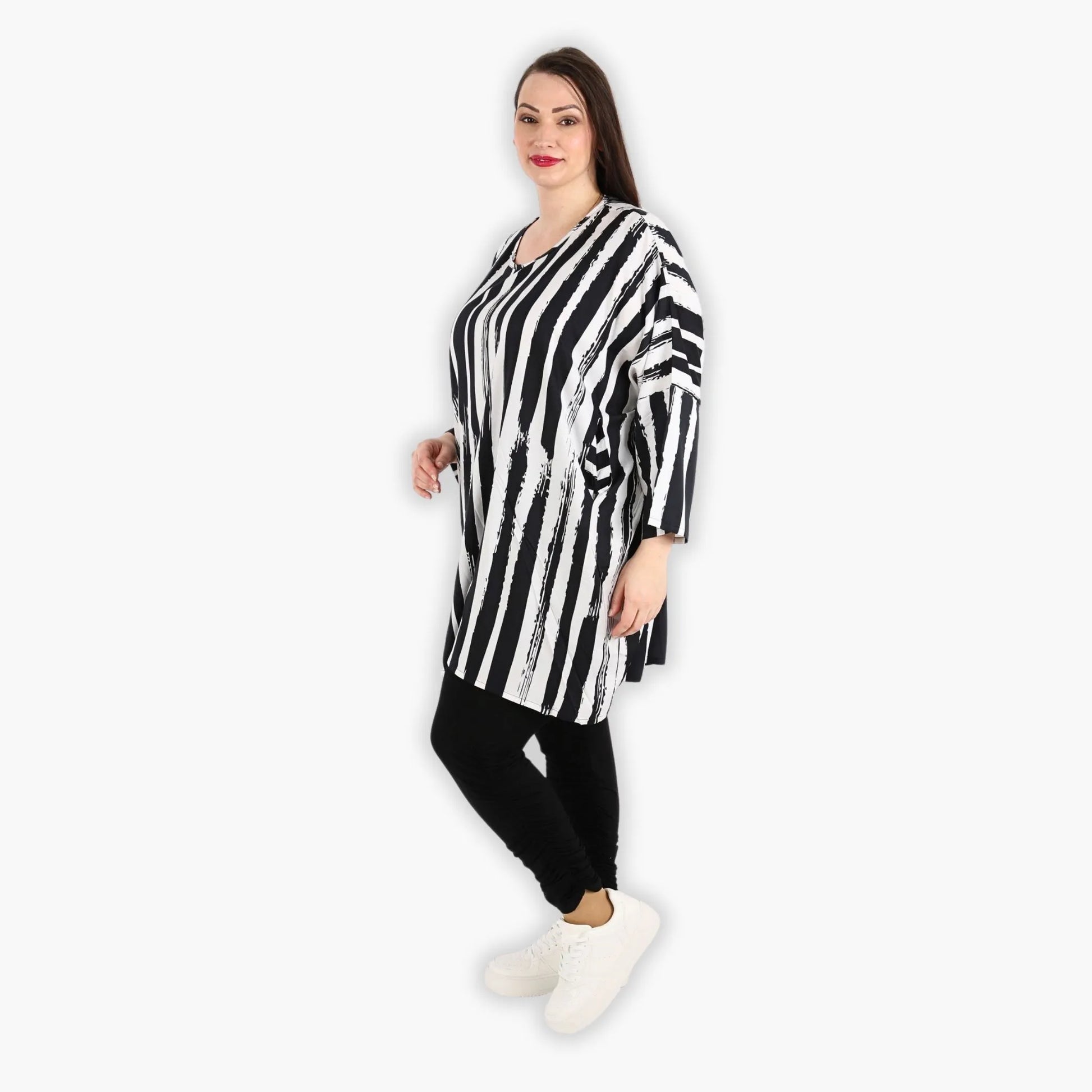 AKH Fashion Bigshirt in gerader Form, aus Viskose, 1300.06909, Schwarz-Weiß, Schick, Modern