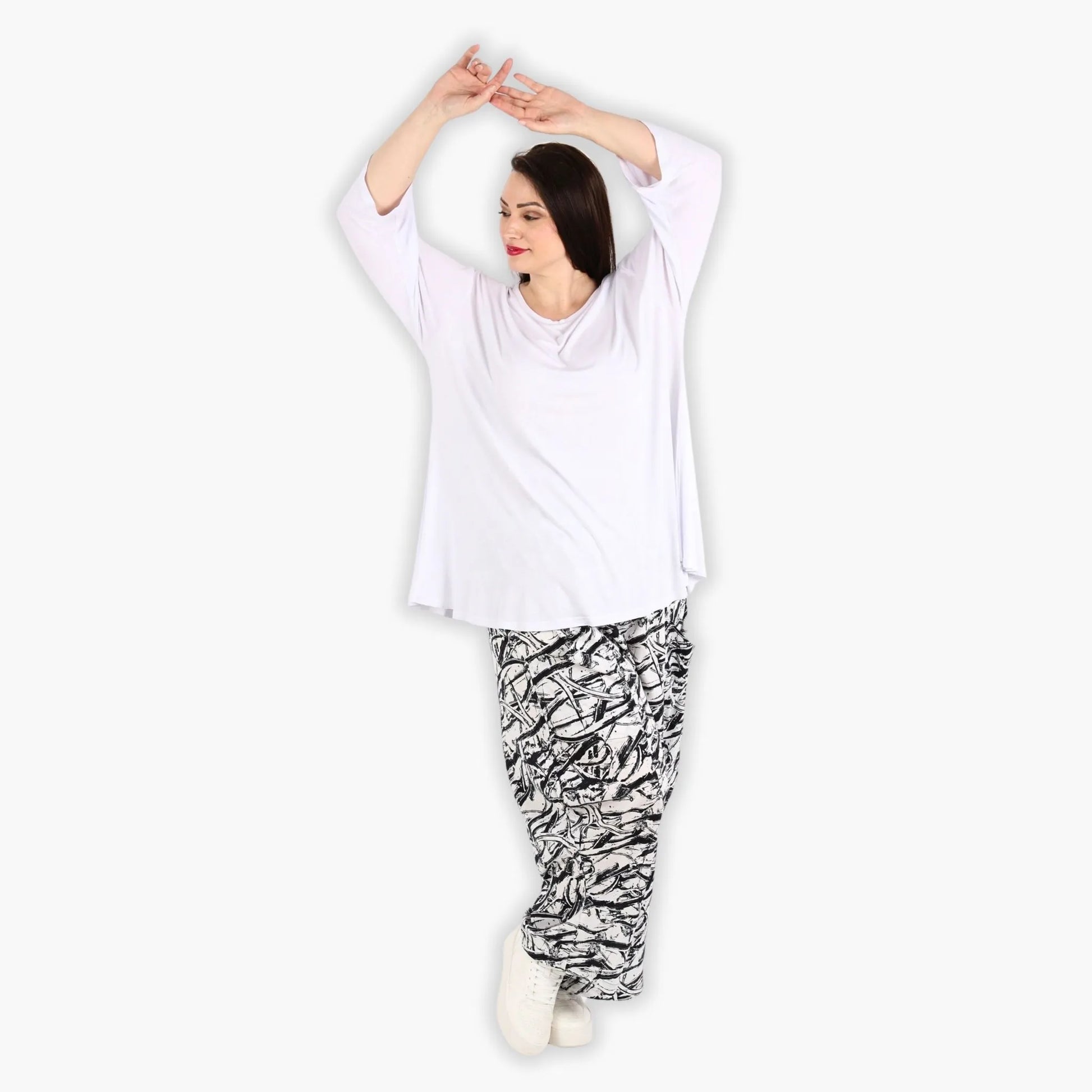 Ballonhose von AKH Fashion aus Viskose, 1301.08069, Schwarz-Weiß, Schick, Modern, Bequem