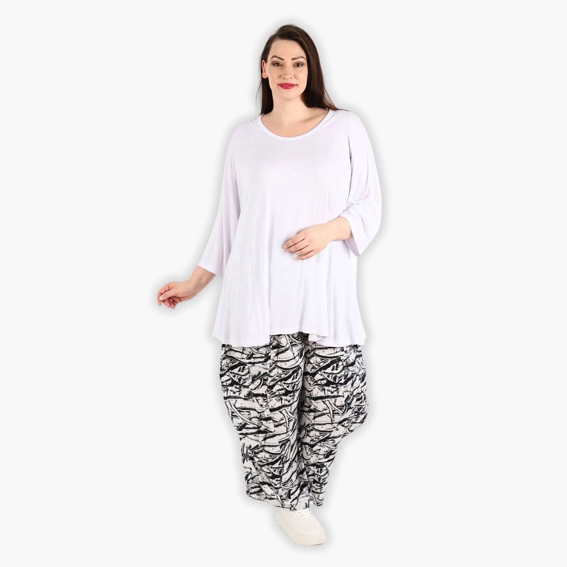 Ballonhose von AKH Fashion aus Viskose, 1301.08069, Schwarz-Weiß, Schick, Modern, Bequem