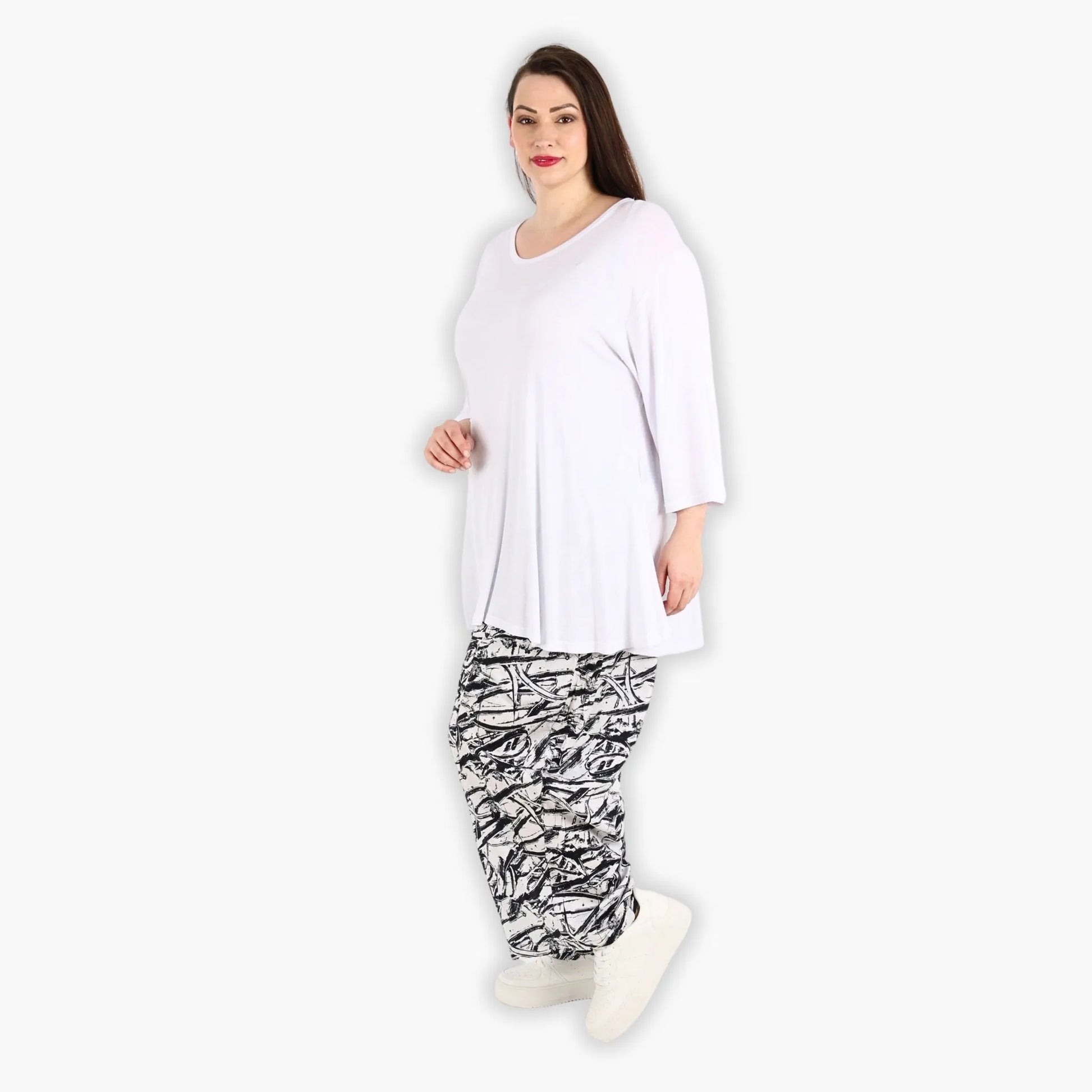 Ballonhose von AKH Fashion aus Viskose, 1301.08069, Schwarz-Weiß, Schick, Modern, Bequem
