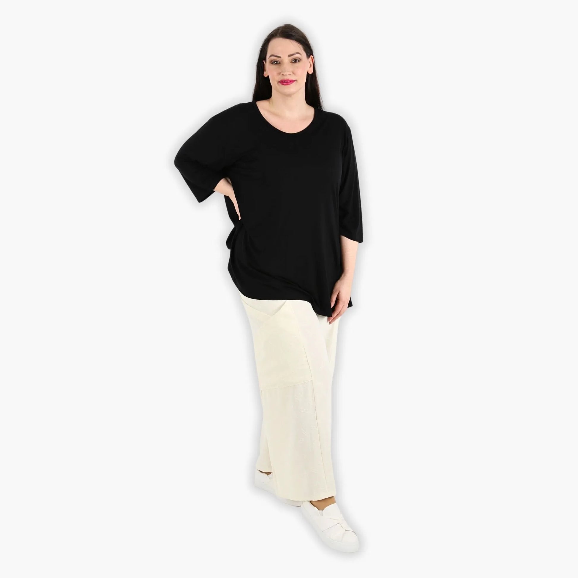 AKH Fashion Hose in gerader Form, aus Materialmix, 1303.06710, Creme, Streifen, Schick