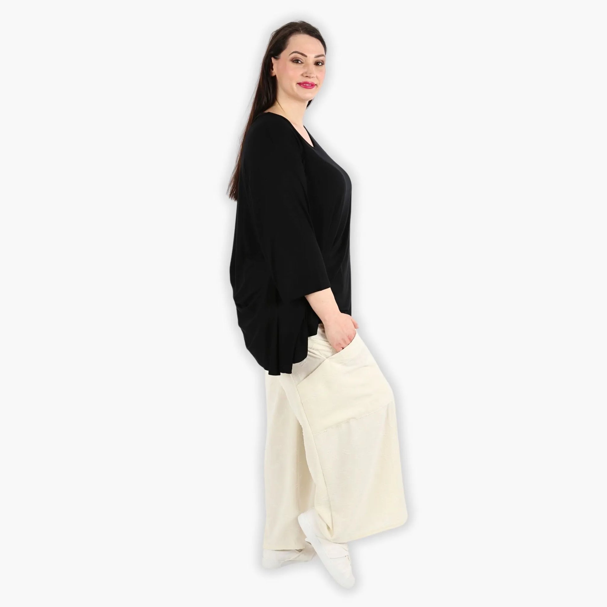 AKH Fashion Hose in gerader Form, aus Materialmix, 1303.06710, Creme, Streifen, Schick