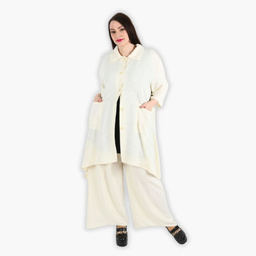 A-Form Jacke von AKH Fashion aus Materialmix, 1303.06935, Creme, Streifen, Schick, Modern