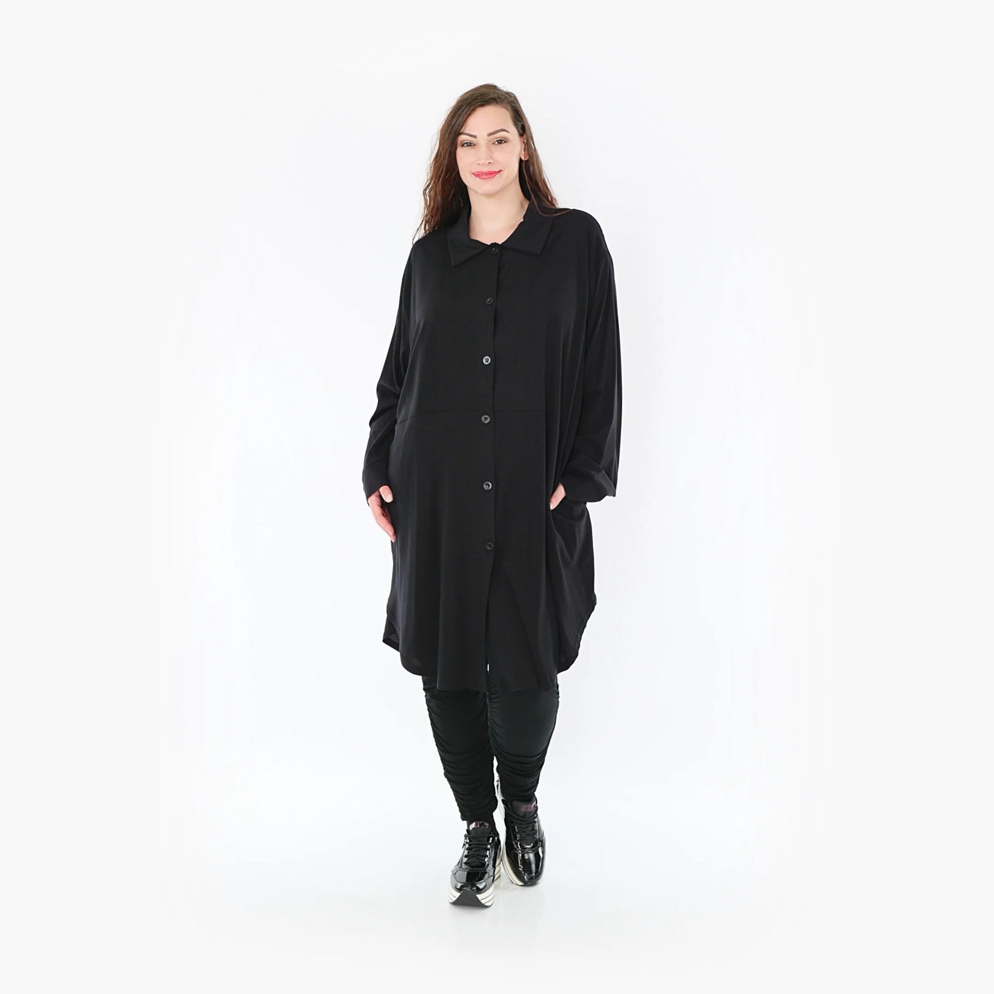 AKH Fashion Bluse in gerundeter Form, aus Viskose, 1380.06881, Schwarz, Schick, Modern