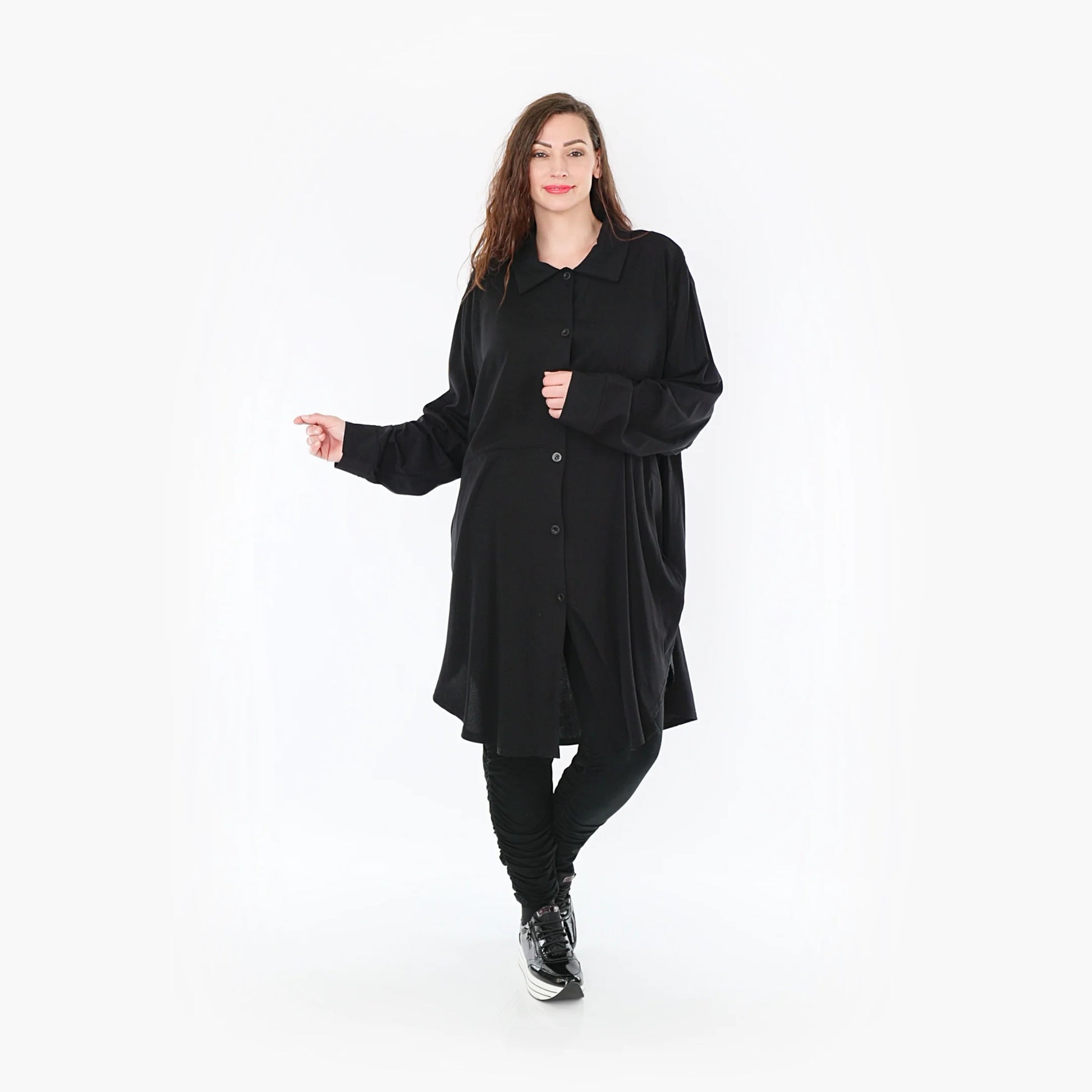 AKH Fashion Bluse in gerundeter Form, aus Viskose, 1380.06881, Schwarz, Schick, Modern