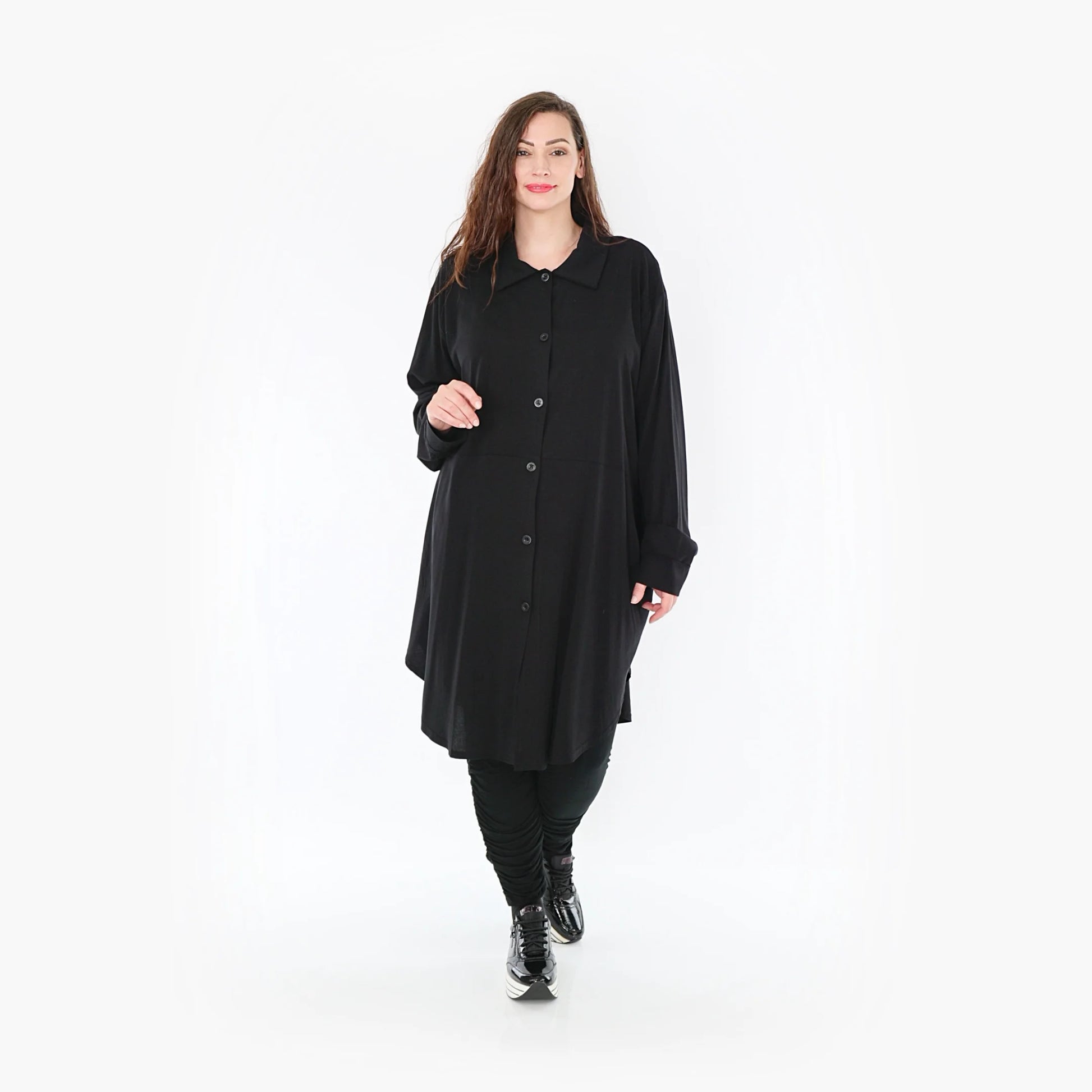 AKH Fashion Bluse in gerundeter Form, aus Viskose, 1380.06881, Schwarz, Schick, Modern