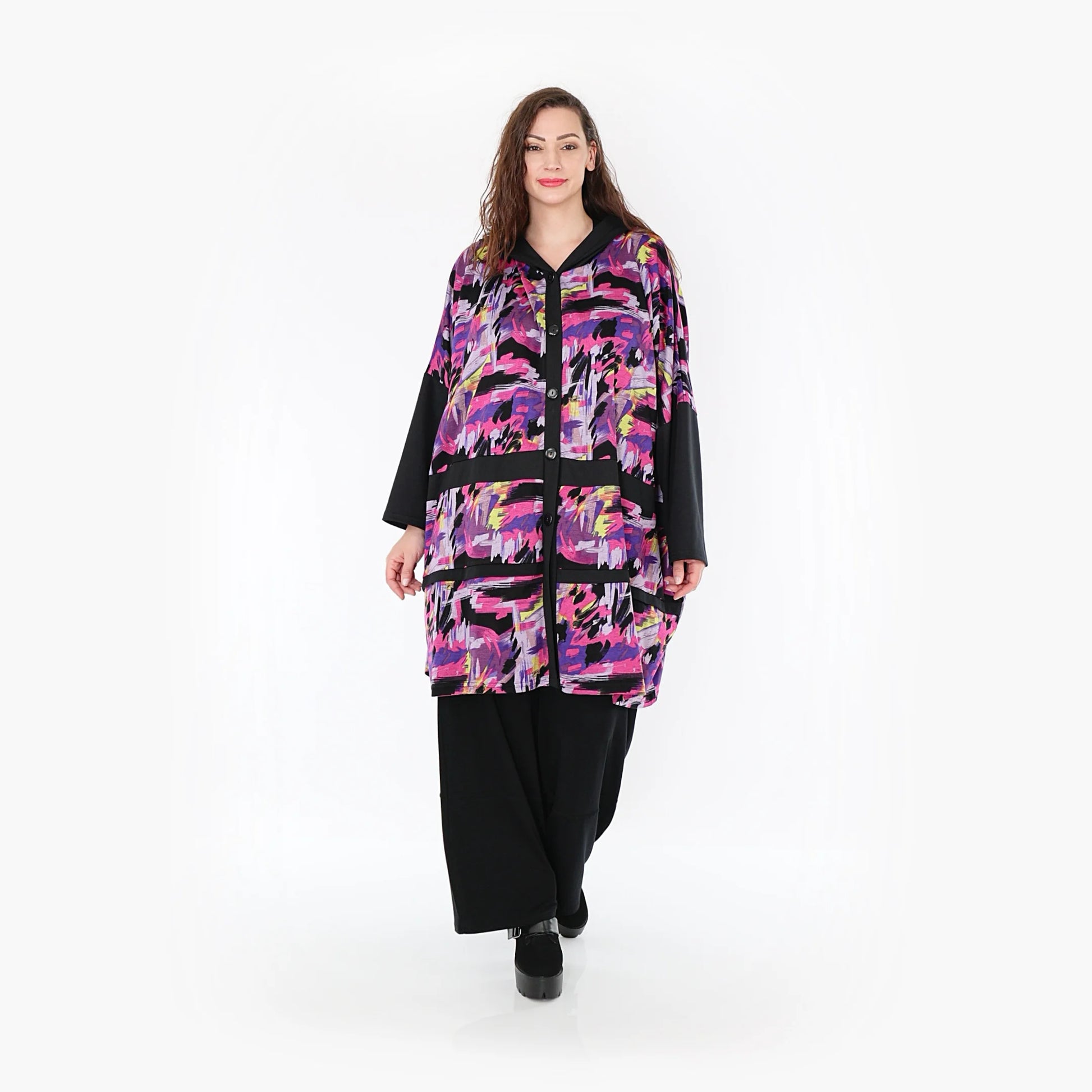 AKH Fashion Jacke in gerader Form, aus Viskose, 1381.06857, Fuchsia, Grafik, Schick