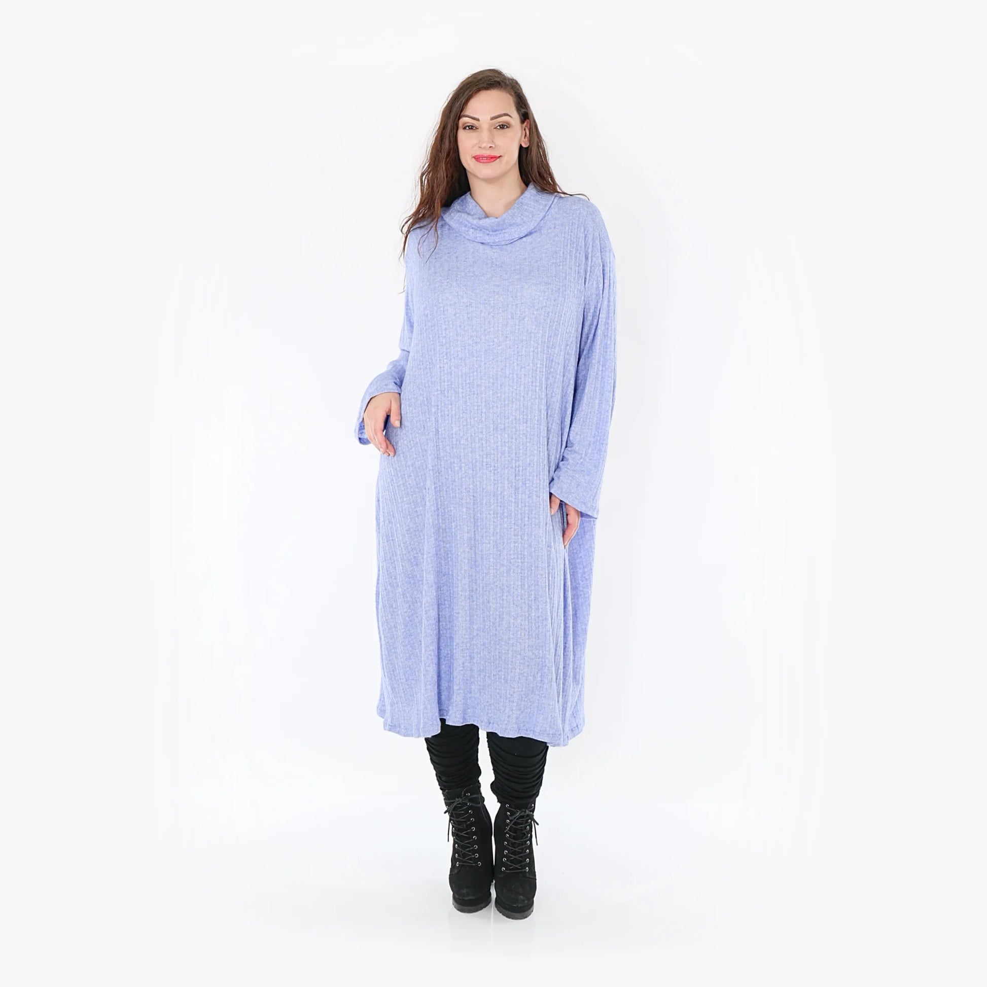 AKH Fashion Kleid in gerader Form, aus Polyurethan, 1384.6649R, Blau, Gerippt, Schick