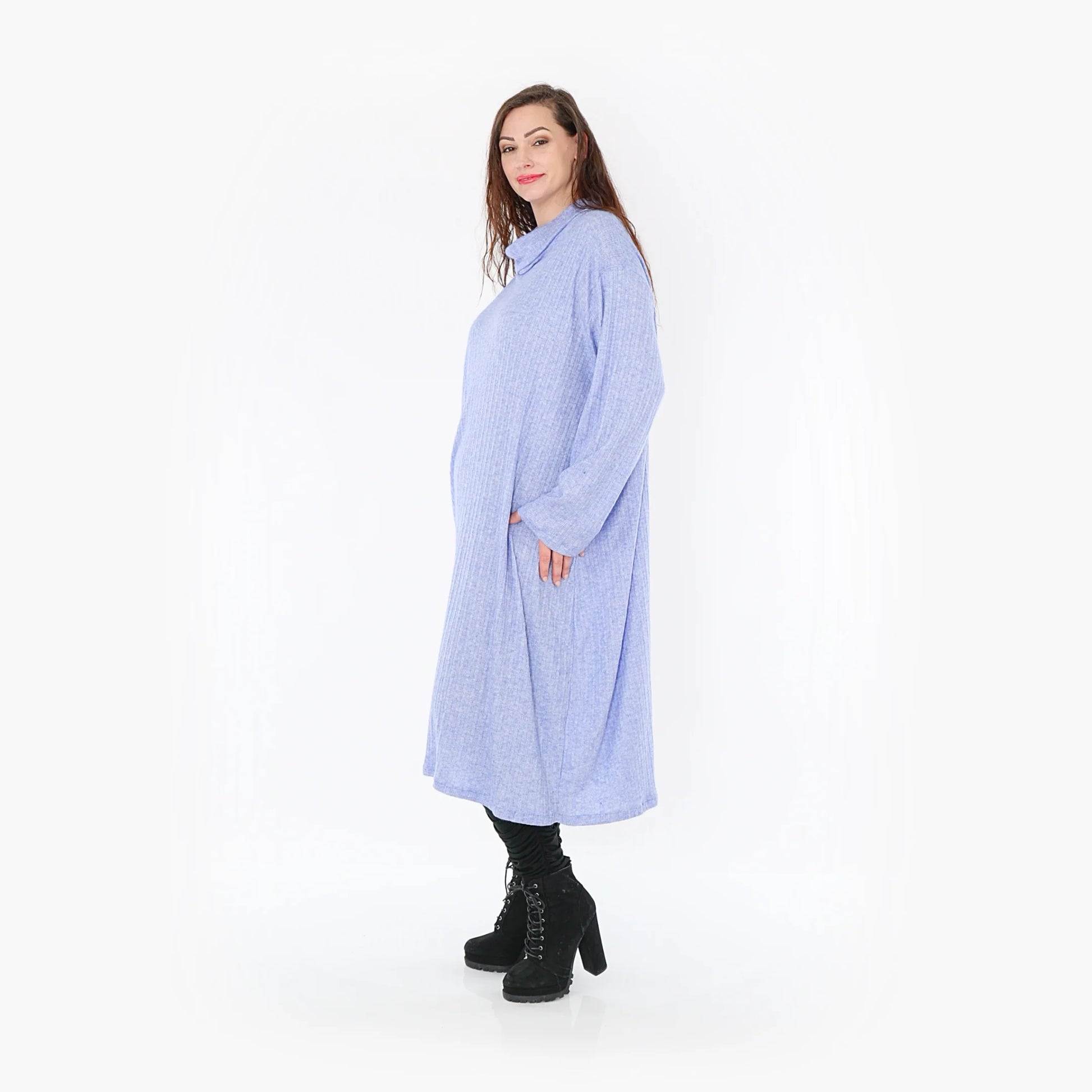 AKH Fashion Kleid in gerader Form, aus Polyurethan, 1384.6649R, Blau, Gerippt, Schick