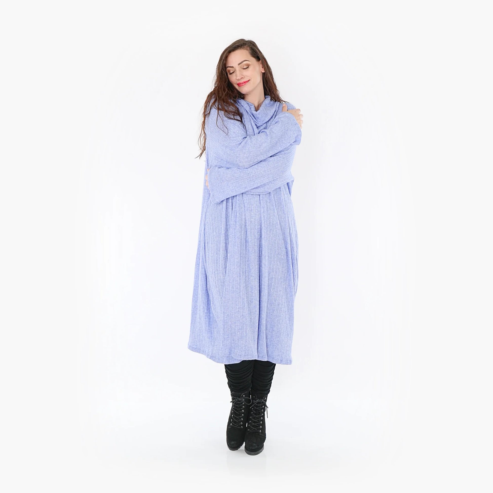 AKH Fashion Kleid in gerader Form, aus Polyurethan, 1384.6649R, Blau, Gerippt, Schick