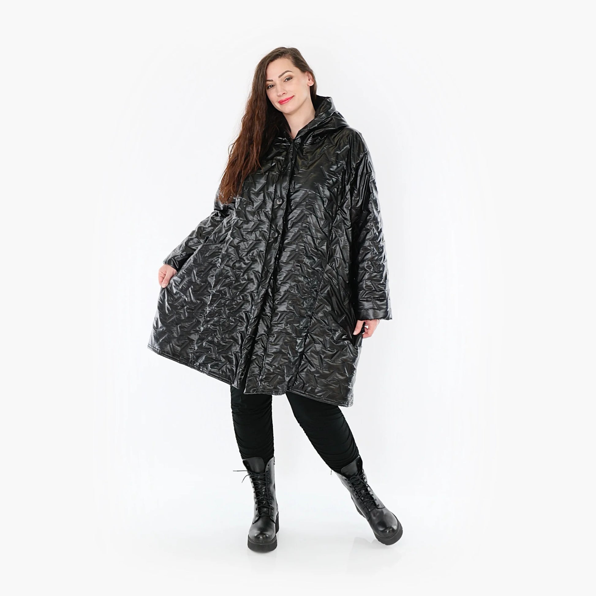 Ballonjacke von AKH Fashion aus Polyester, 1387.06660, Schwarz, Grafik, Schick, Modern