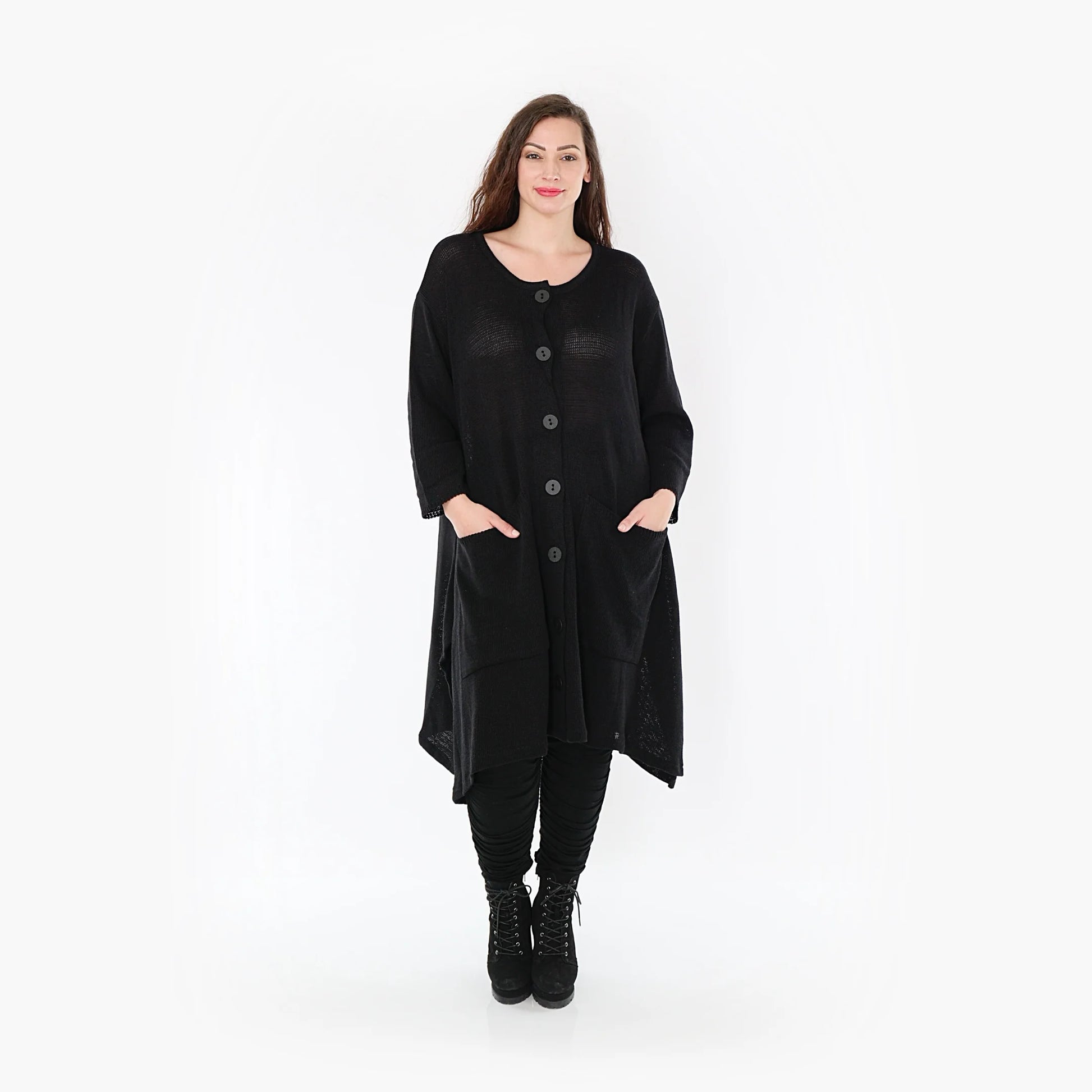 A-Form Mantel von AKH Fashion aus Baumwolle, 1388.01020, Schwarz, Schick, Modern, Bequem