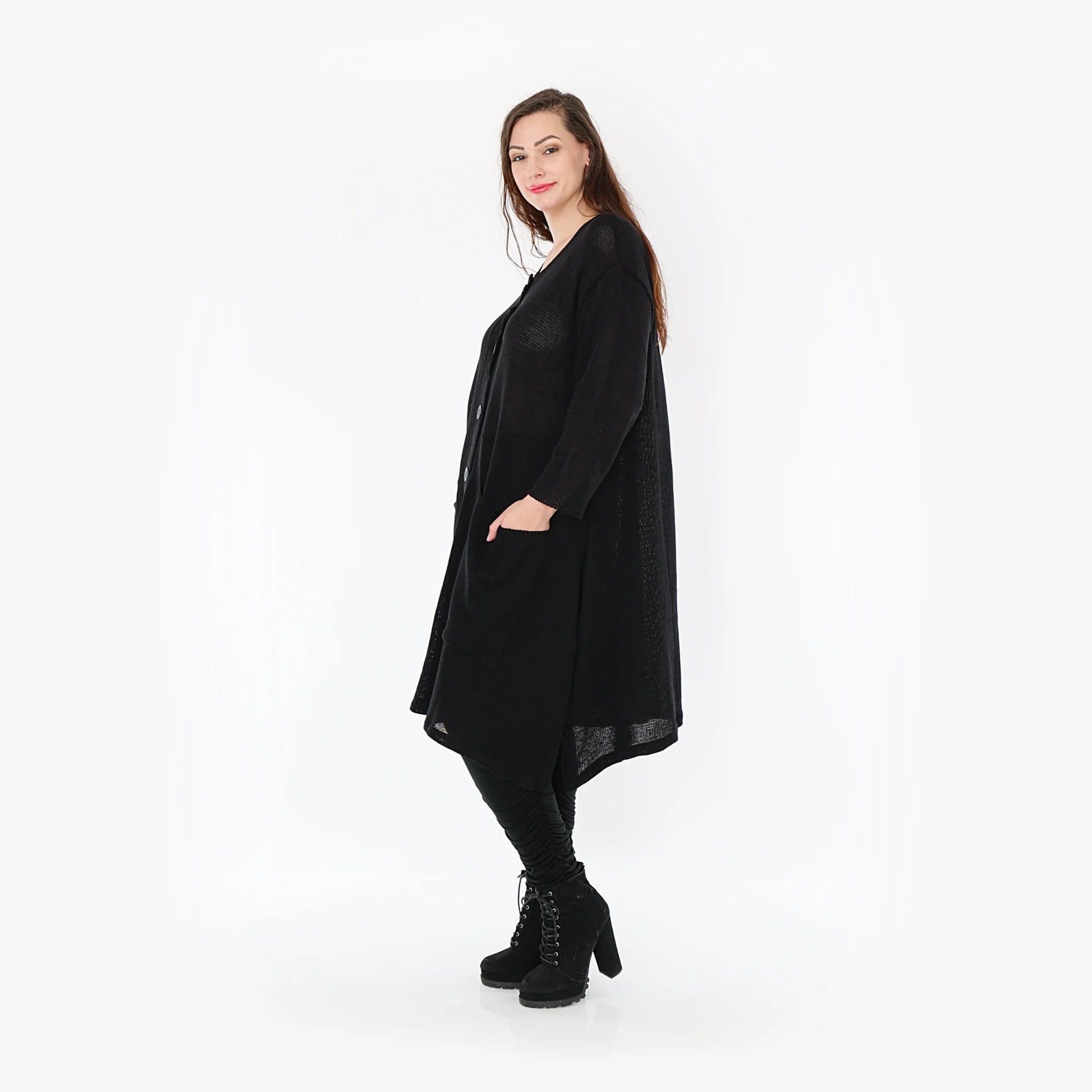 A-Form Mantel von AKH Fashion aus Baumwolle, 1388.01020, Schwarz, Schick, Modern, Bequem