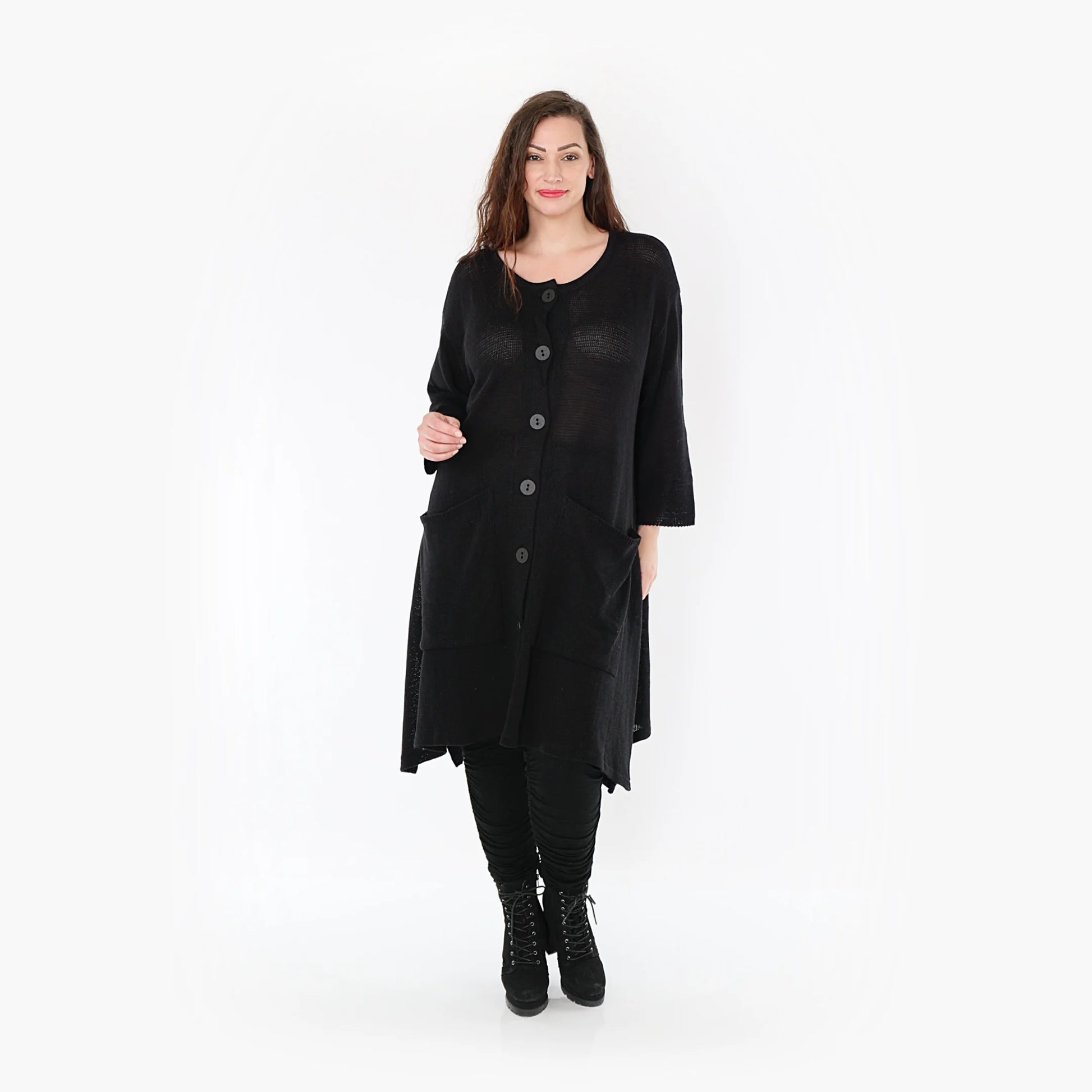 A-Form Mantel von AKH Fashion aus Baumwolle, 1388.01020, Schwarz, Schick, Modern, Bequem