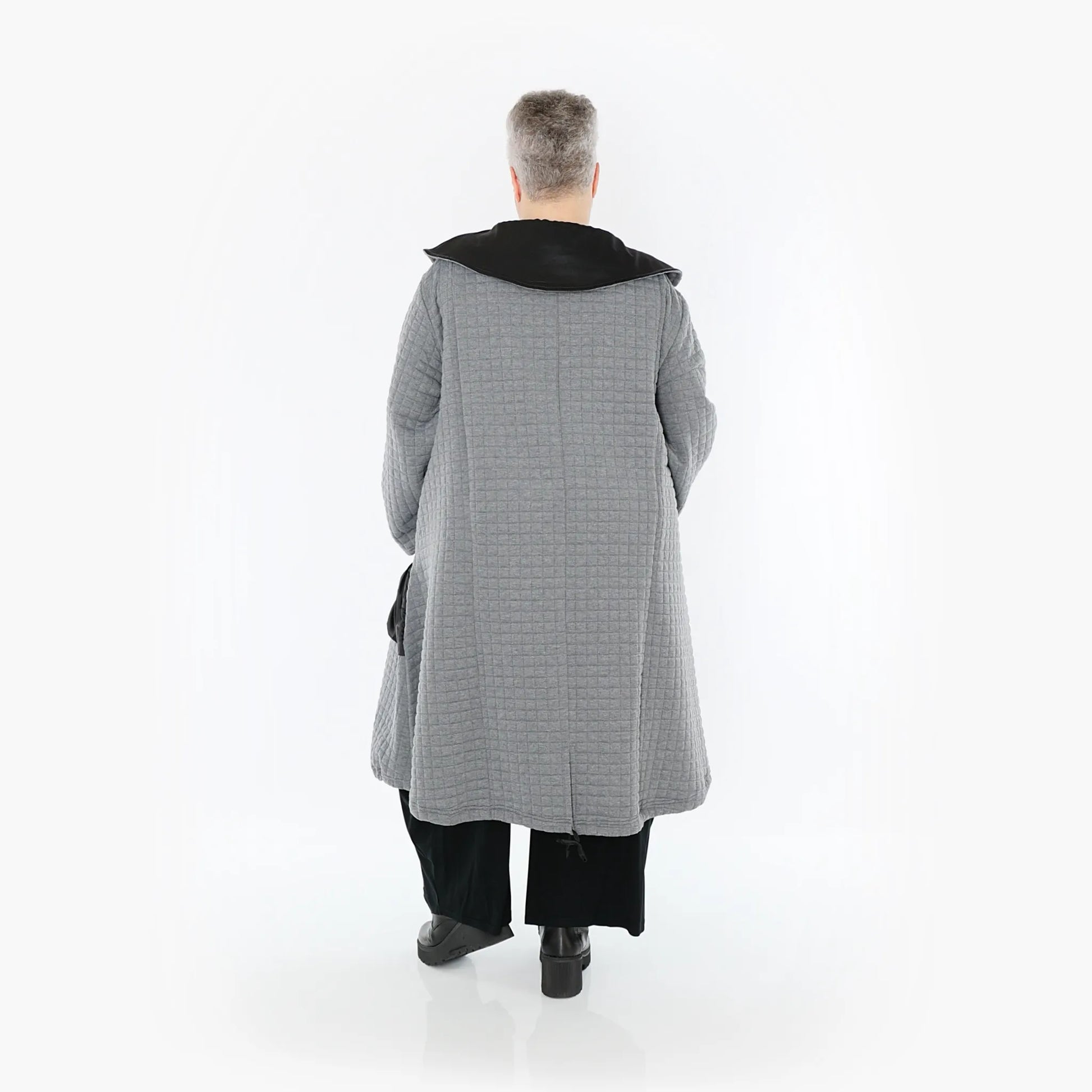 A-Form Mantel von AKH Fashion aus Materialmix, 1393.07004, Grau-Schwarz, Schick, Modern