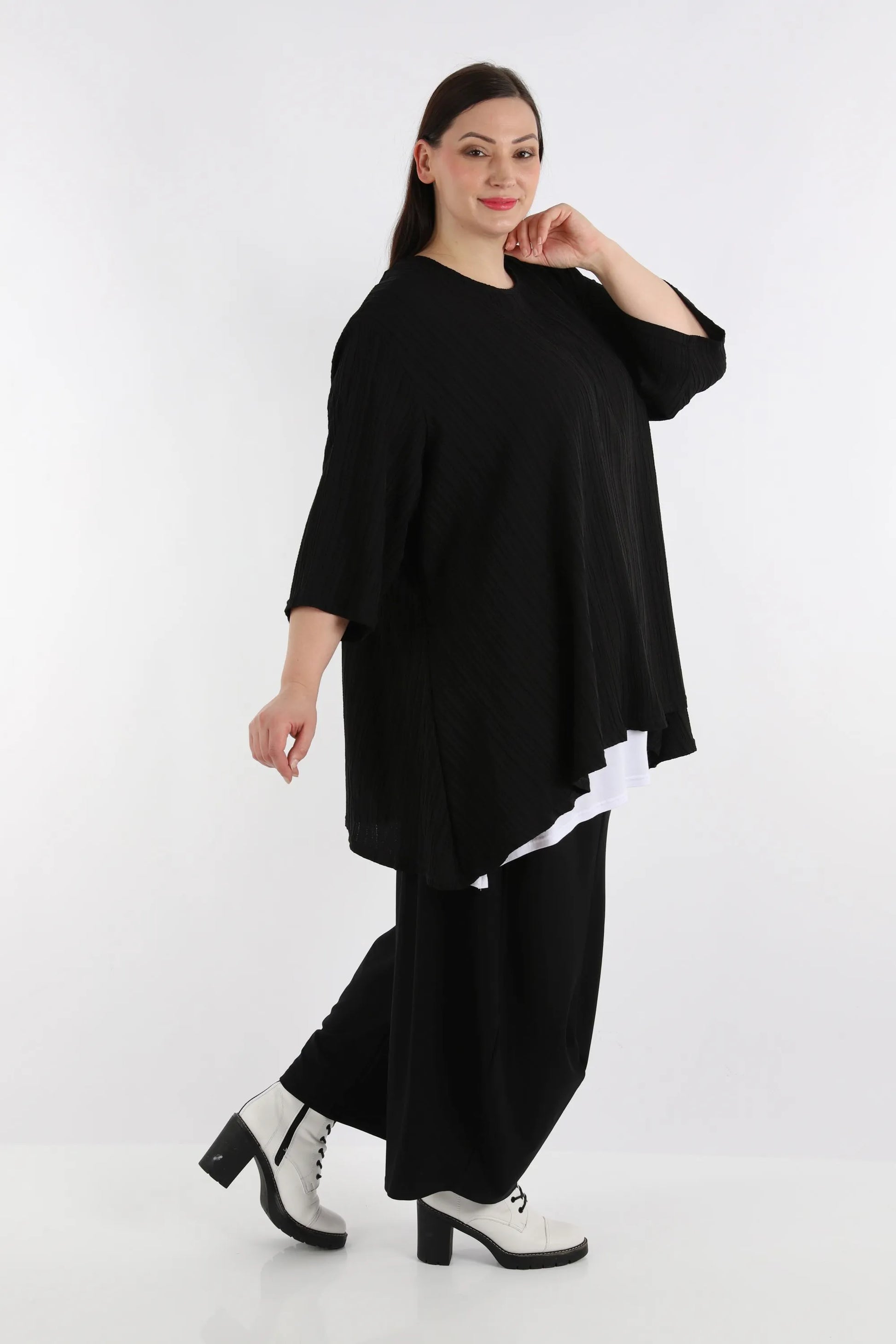 A-Form Bigshirt von AKH Fashion aus Viskose, 1254.00593, Schwarz, Schick, Modern, Bequem