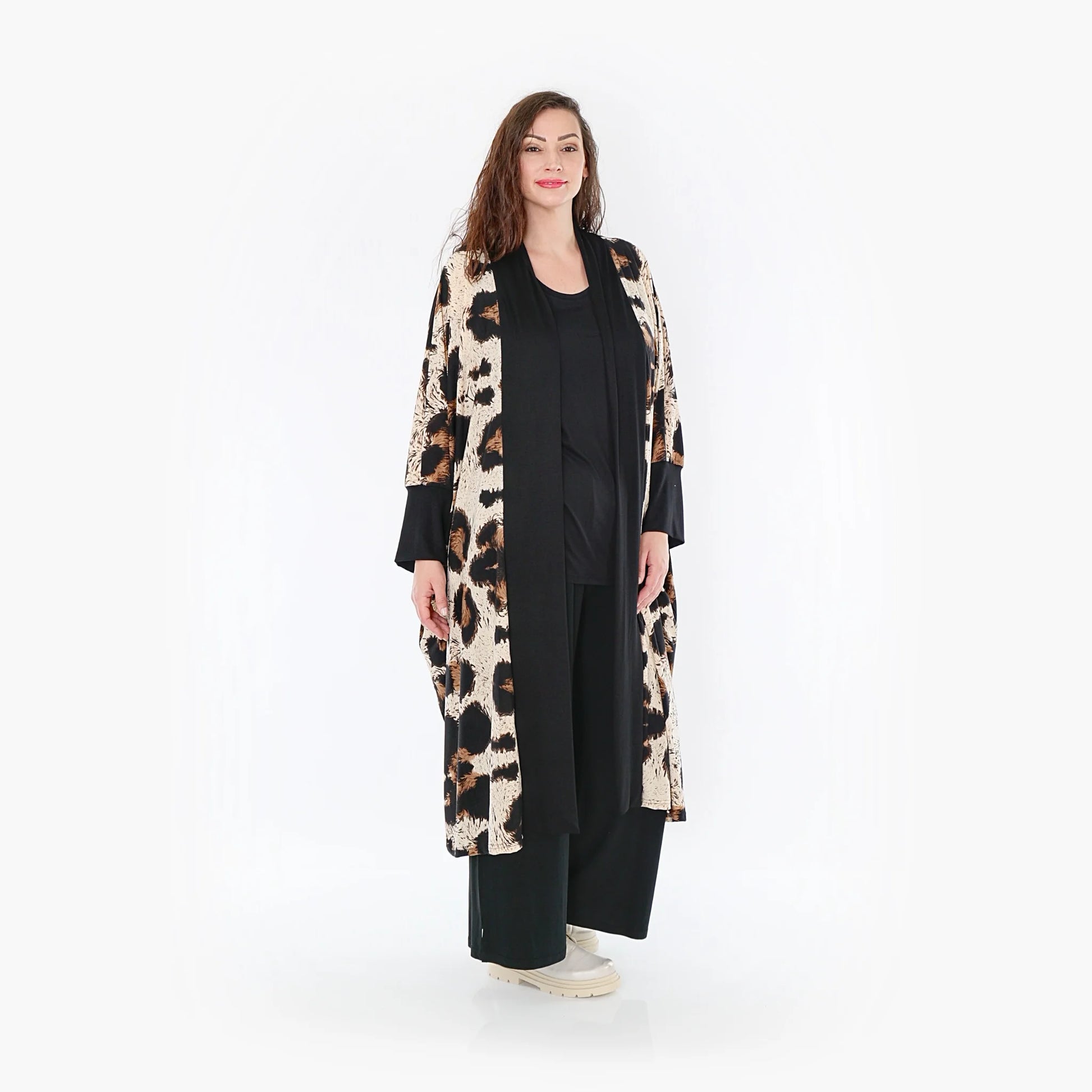 AKH Fashion Jacke in gerader Form, aus Viskose, 1369.06930, Beige-Schwarz-Braun, Leopard