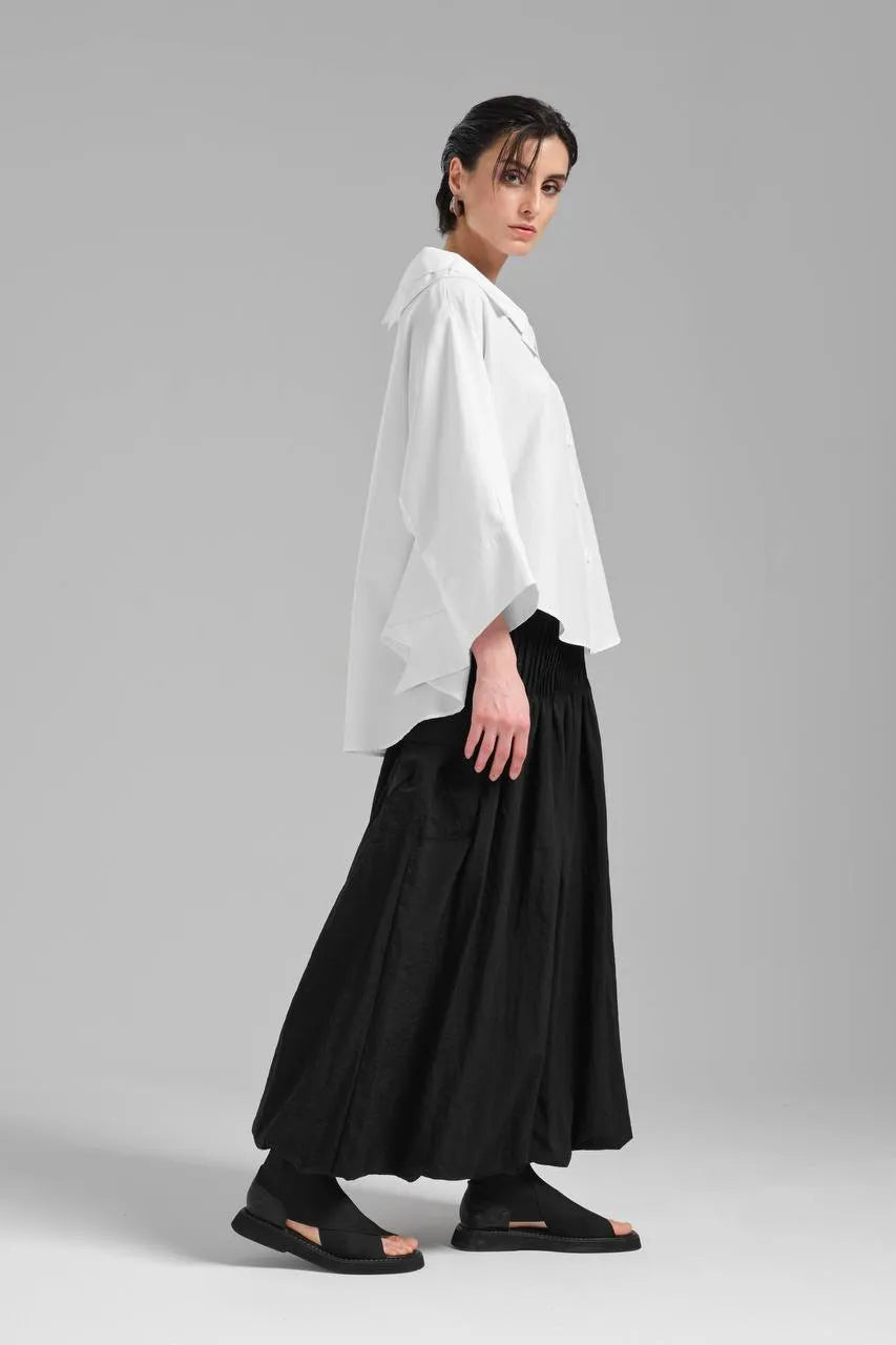 Stylische TW3 Bluse in gerundeter Form, aus Baumwolle, 1121, Weiß, Schick, Modern, Ausgefallen