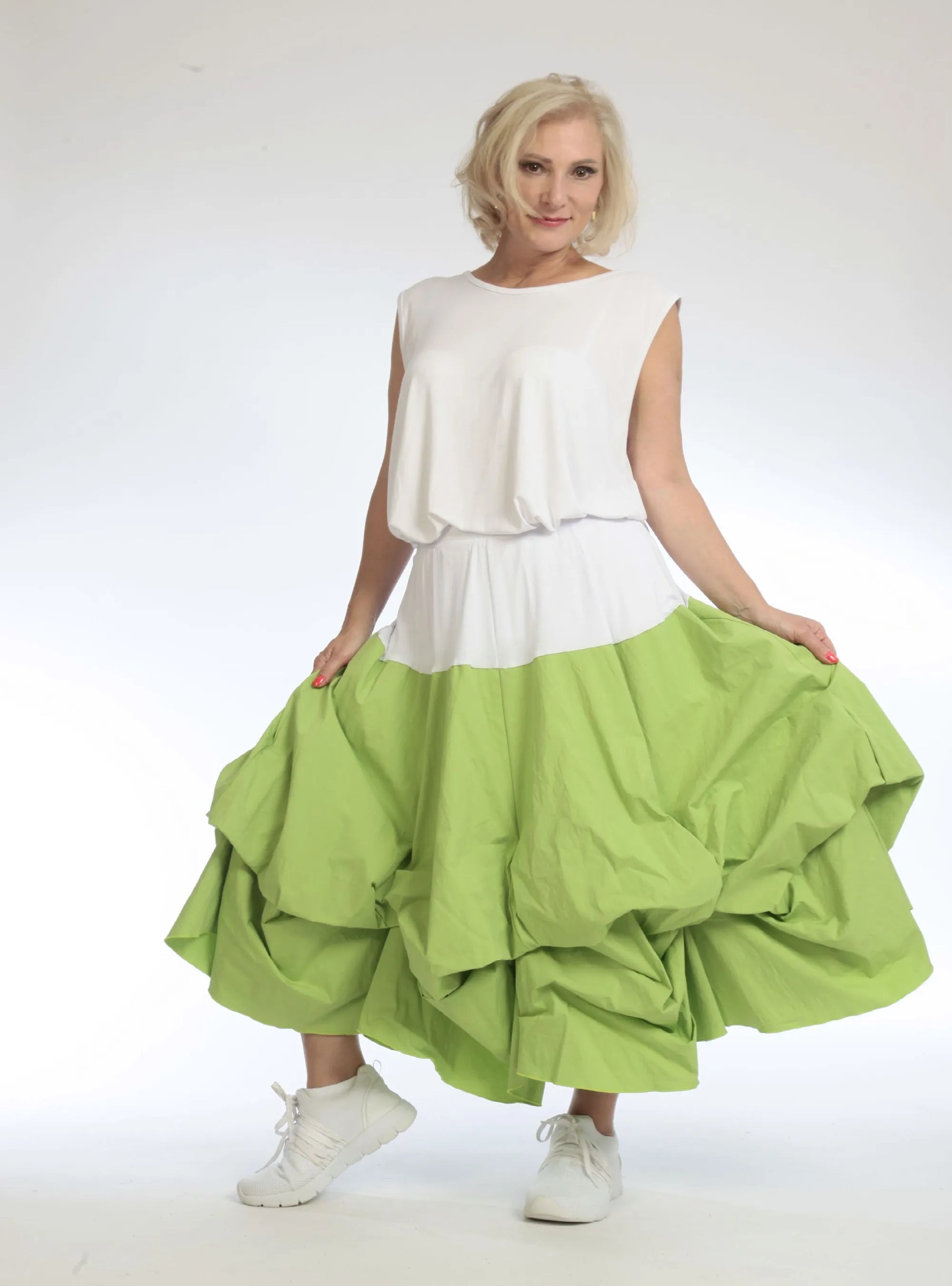 Ballonrock von AKH Fashion aus Baumwolle, 1109.07559, Apfelgrün, Schick, Modern, Bequem