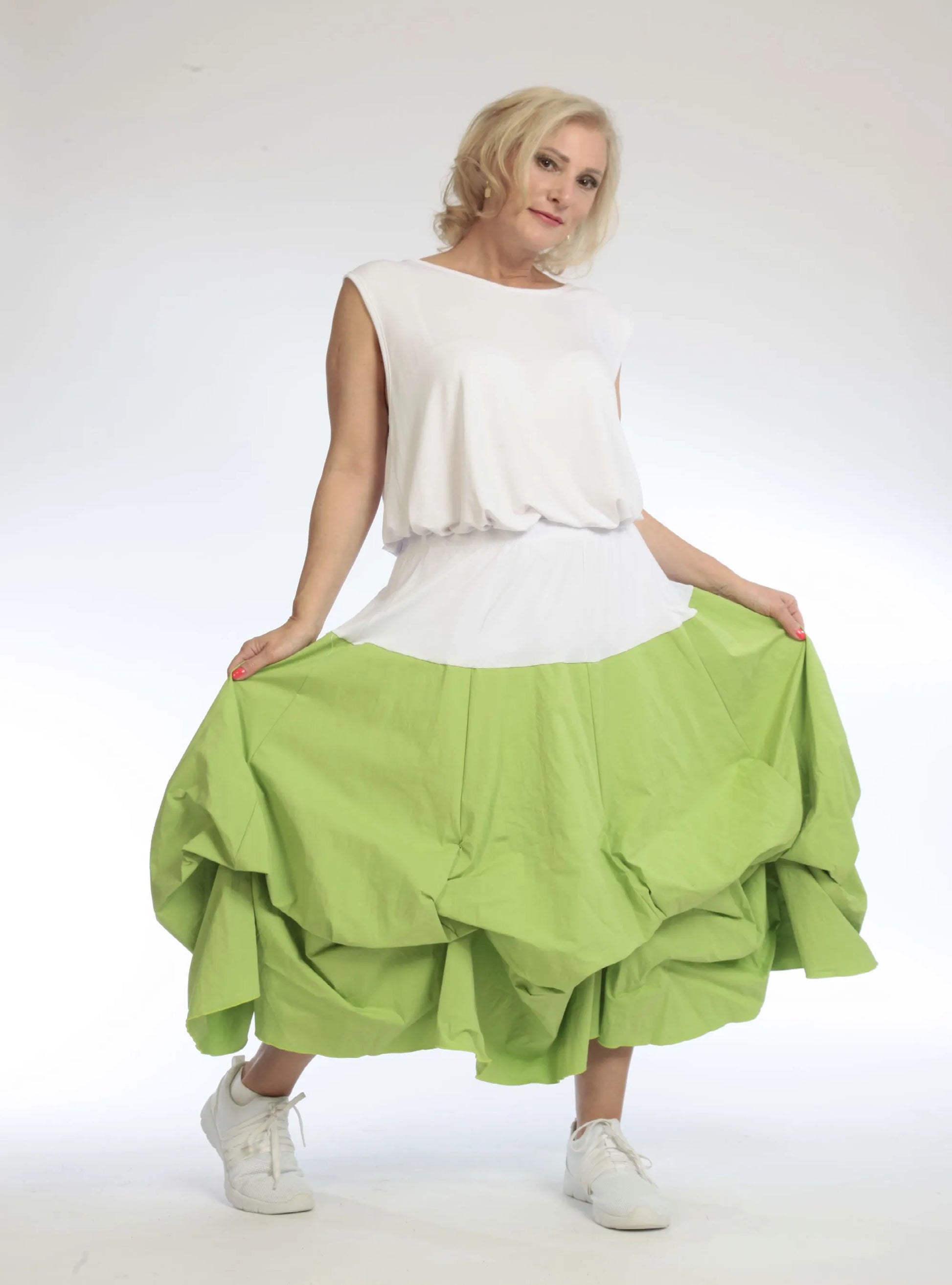 Ballonrock von AKH Fashion aus Baumwolle, 1109.07559, Apfelgrün, Schick, Modern, Bequem
