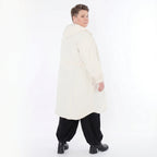 Offwhite Mantel aus weichem Memorytaft mit Kapuze und Tunnelzug sowie Seitennahttaschen