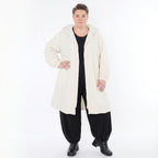 Offwhite Mantel aus weichem Memorytaft mit Kapuze und Tunnelzug sowie Seitennahttaschen