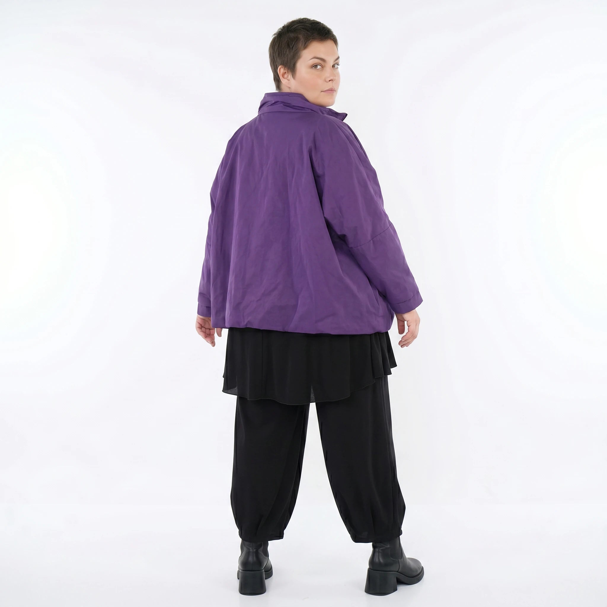 AKH Fashion Jacke in kastiger Form, aus Baumwolle, 1493.07104, Violett, Ausgefallen