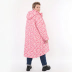 Vokuhilamantel in pinkbuntem Punktedesign aus Softshell mit Fleecefutter Stehkragen