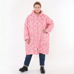 Vokuhilamantel in pinkbuntem Punktedesign aus Softshell mit Fleecefutter Stehkragen