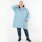 Ballonjacke blau gepunktet aus Softshell mit Kapuze warmem Polar Fleecefutter Taschen