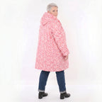 Ballonjacke aus pinkmulticolor Softshell mit Punktemuster Kapuze und weichem PolarFleece