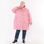 Ballonjacke aus pinkmulticolor Softshell mit Punktemuster Kapuze und weichem PolarFleece