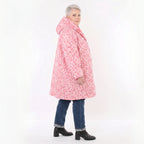 Ballonjacke aus pinkmulticolor Softshell mit Punktemuster Kapuze und weichem PolarFleece