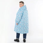 Übergangsmantel in blau multicolor mit Punkten Softshell Kapuze und Polar Fleece Futter