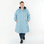 Übergangsmantel in blau multicolor mit Punkten Softshell Kapuze und Polar Fleece Futter