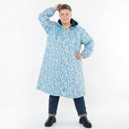 Übergangsmantel in blau multicolor mit Punkten Softshell Kapuze und Polar Fleece Futter