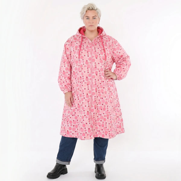 AKH Fashion Mantel in gerader Form, aus Polyester, 1515.07102, Pink/Multi, Punkte, Schick