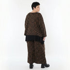Marlenehose aus warmem Jacquard in Schwarz Cognac Orange mit weitem Bein und Taschen