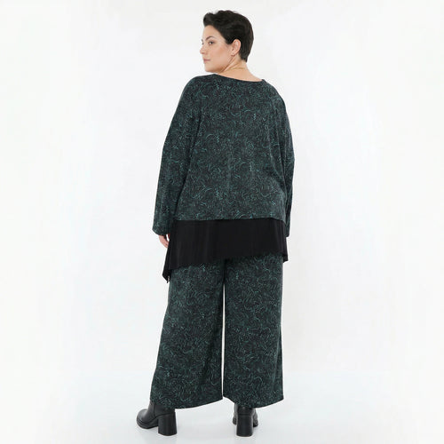 AKH Fashion Überwurf in kastiger Form, aus Materialmix, 1516.06048, Schwarz/Petrol/Grün