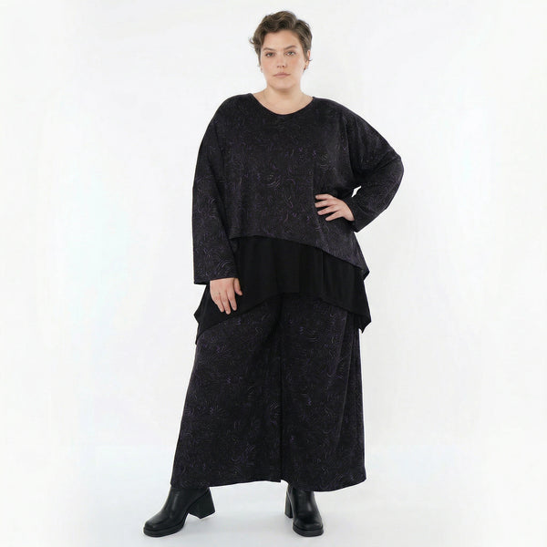 AKH Fashion Überwurf in kastiger Form, aus Materialmix, 1516.06048, Schwarz/Violett/Grau