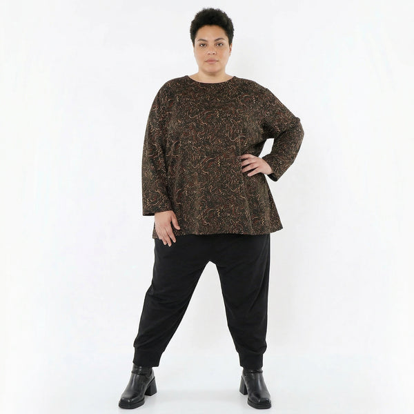 AKH Fashion Bigshirt in gerundeter Form, aus Materialmix, 1516.06815, Cognac