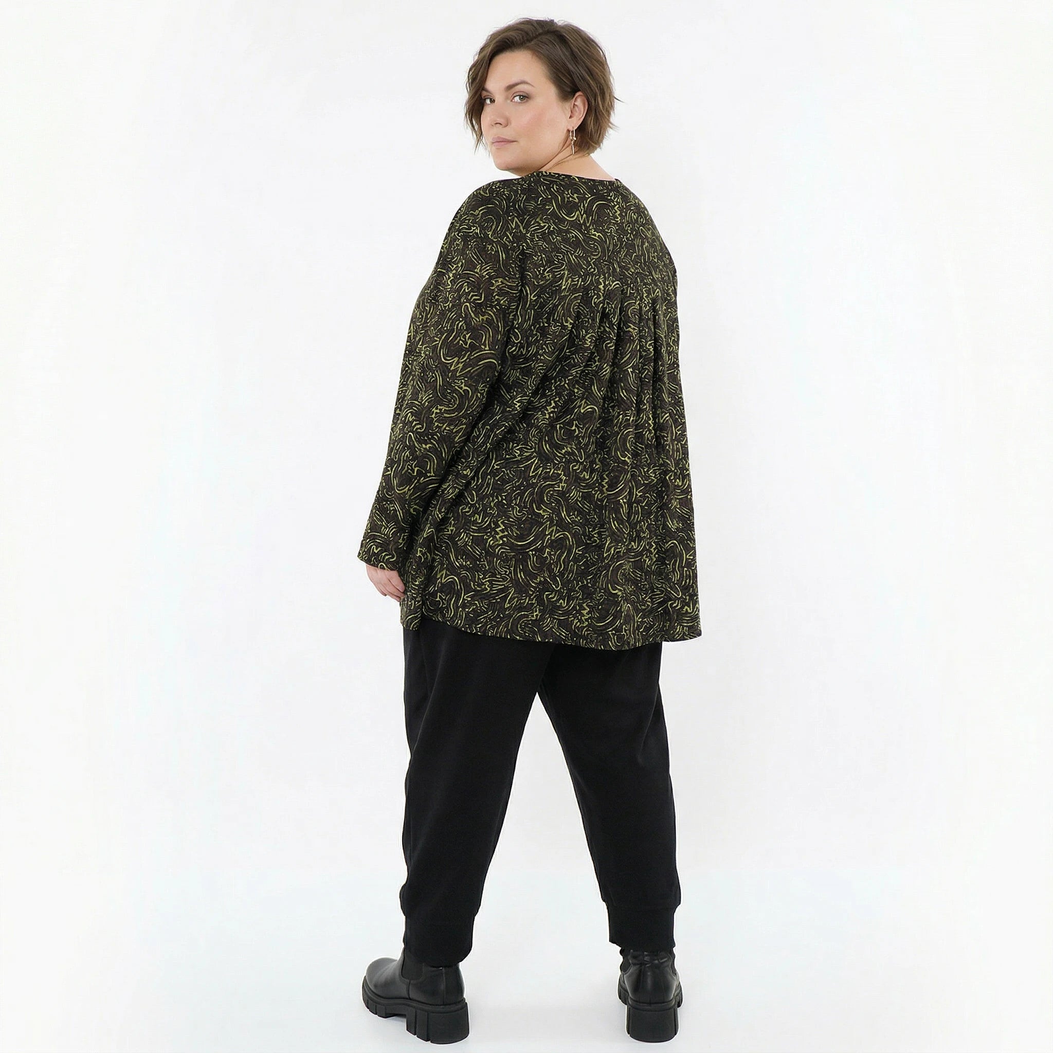 AKH Fashion Bigshirt in gerundeter Form, aus Materialmix, 1516.06815, Neongrün