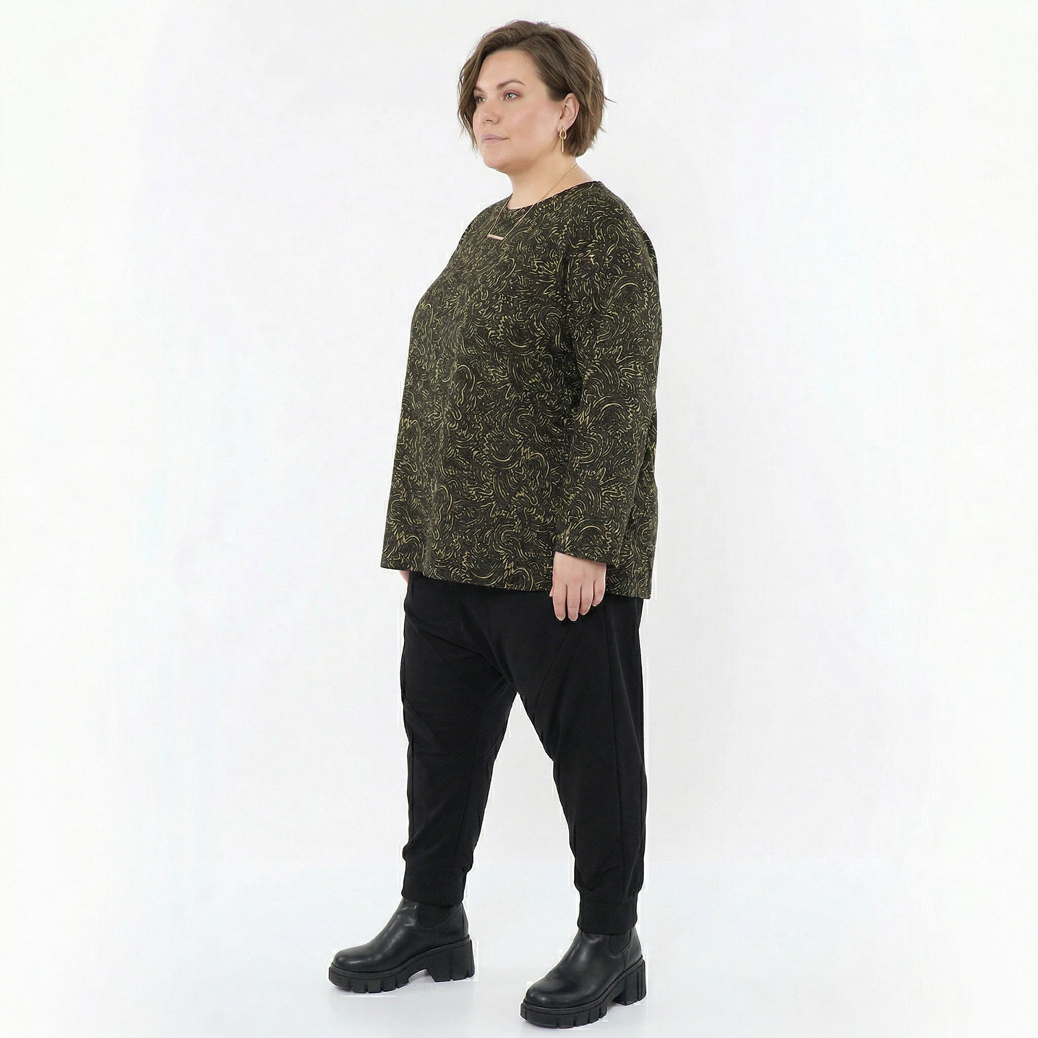 AKH Fashion Bigshirt in gerundeter Form, aus Materialmix, 1516.06815, Neongrün