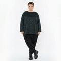 AKH Fashion Bigshirt in gerundeter Form, aus Materialmix, 1516.06815, Petrol