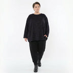 Jacquardshirt in schwarzviolettgrau mit Kringelmuster Stretch Rundhals und Kellerfalten