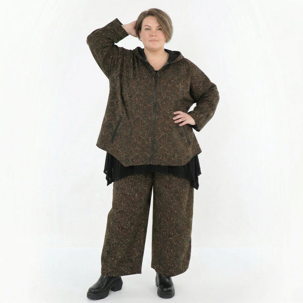AKH Fashion Jacke in kastiger Form, aus Materialmix, 1516.07076, Cognac
