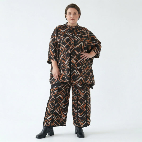 AKH Fashion Hose in gerader Form, aus Viskose, 1517.07074, Schwarz/Cognac/Weiß, Schick