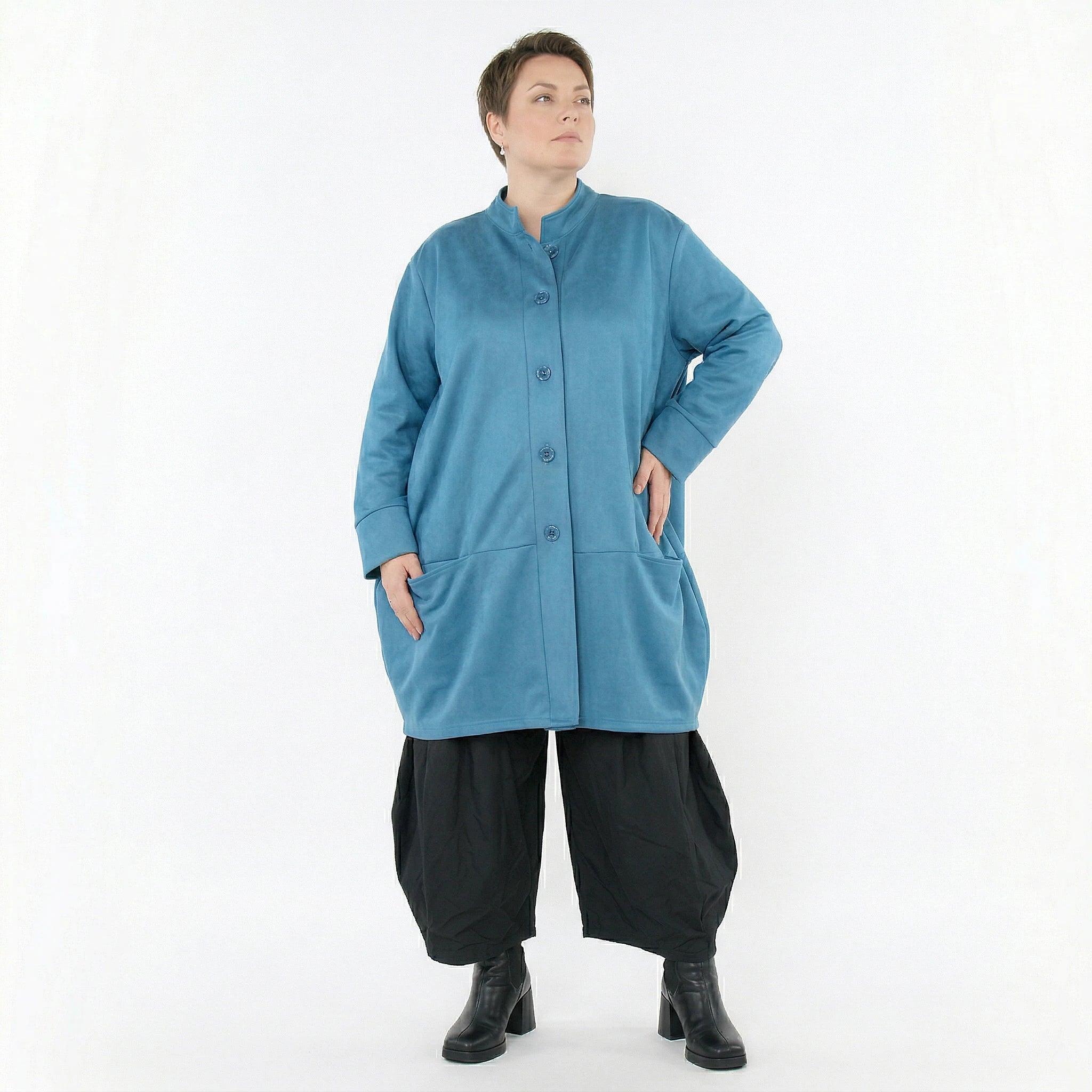 Ballonjacke von AKH Fashion aus Polyester, 1520.07094, Petrol, Ausgefallen, Zeitlos