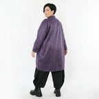 Ballonjacke aus violettem Lederimitat mit Stehkragen und tiefen Nahttaschen elegant warm