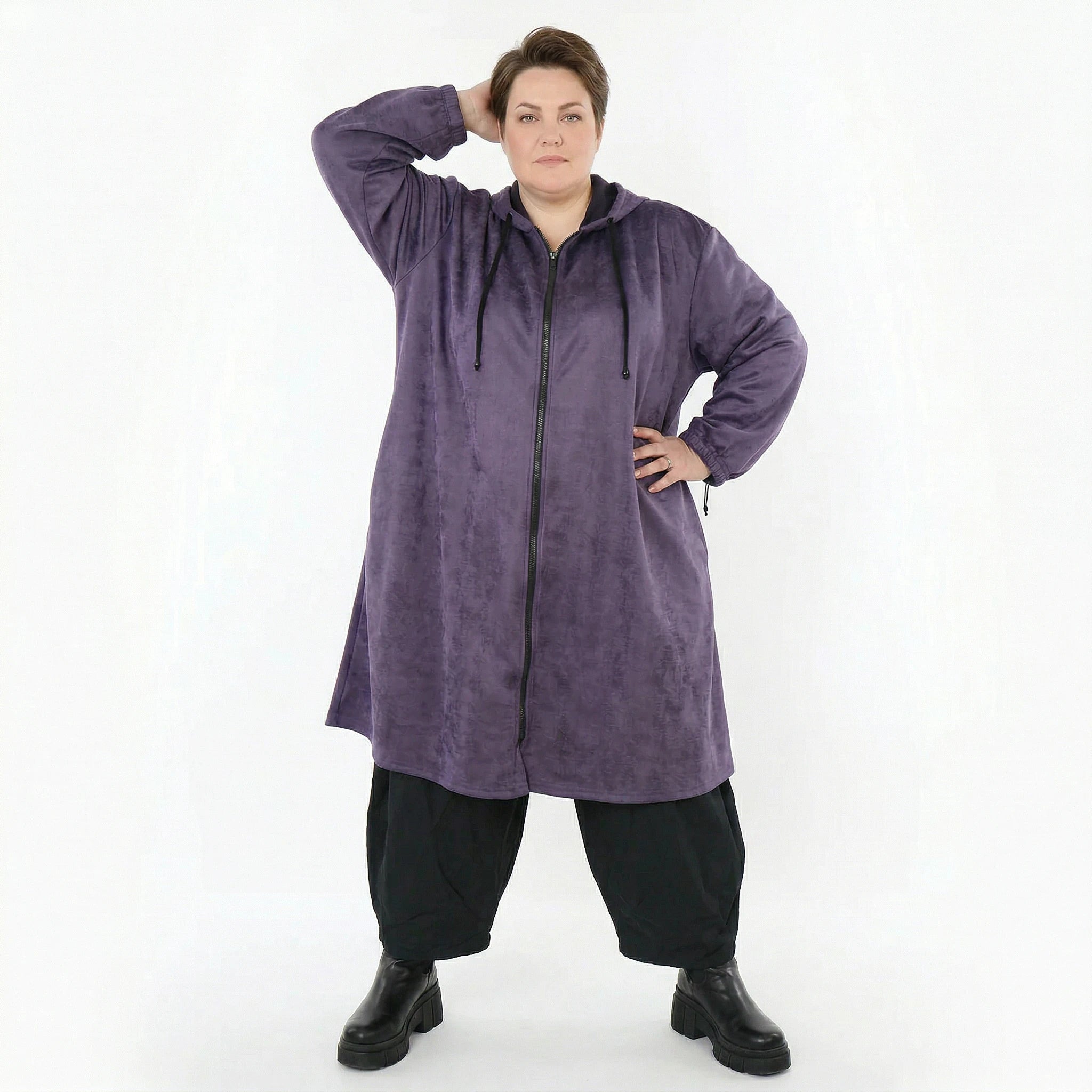 AKH Fashion Mantel in gerader Form, aus Polyester, 1520.07102, Violett, Ausgefallen